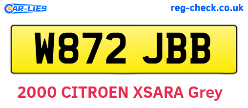 W872JBB are the vehicle registration plates.