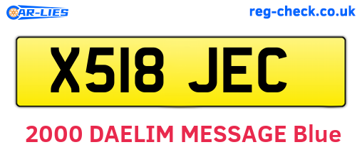 X518JEC are the vehicle registration plates.