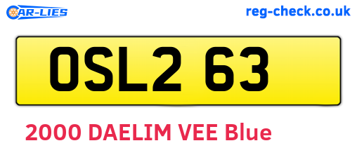 OSL263 are the vehicle registration plates.