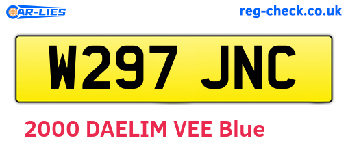W297JNC are the vehicle registration plates.