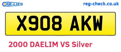 X908AKW are the vehicle registration plates.