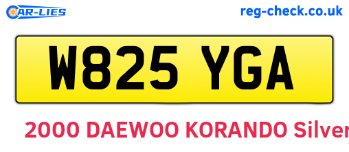 W825YGA are the vehicle registration plates.