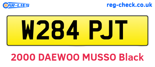 W284PJT are the vehicle registration plates.