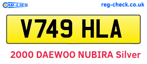 V749HLA are the vehicle registration plates.
