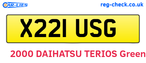 X221USG are the vehicle registration plates.