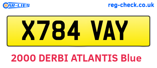 X784VAY are the vehicle registration plates.