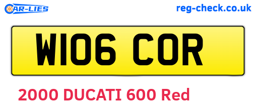 W106COR are the vehicle registration plates.