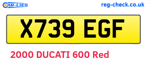 X739EGF are the vehicle registration plates.
