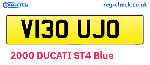 V130UJO are the vehicle registration plates.
