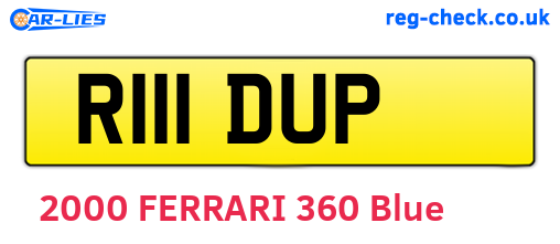 R111DUP are the vehicle registration plates.
