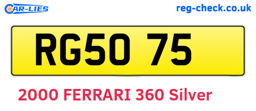 RG5075 are the vehicle registration plates.