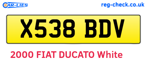 X538BDV are the vehicle registration plates.