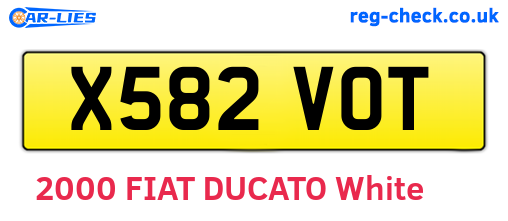 X582VOT are the vehicle registration plates.