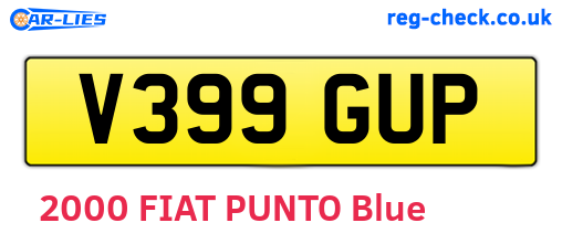 V399GUP are the vehicle registration plates.