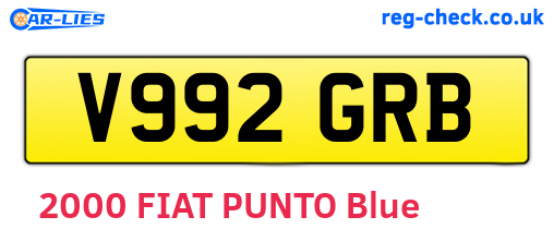 V992GRB are the vehicle registration plates.