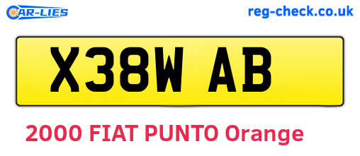 X38WAB are the vehicle registration plates.