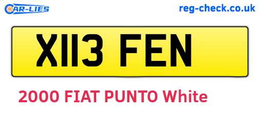 X113FEN are the vehicle registration plates.