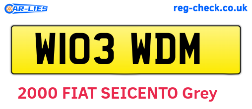 W103WDM are the vehicle registration plates.