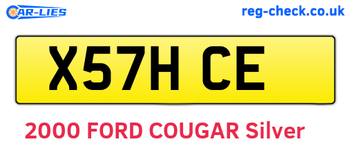 X57HCE are the vehicle registration plates.