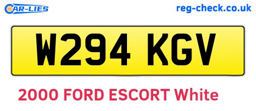 W294KGV are the vehicle registration plates.