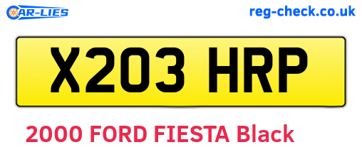 X203HRP are the vehicle registration plates.