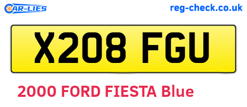 X208FGU are the vehicle registration plates.