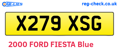 X279XSG are the vehicle registration plates.
