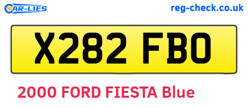 X282FBO are the vehicle registration plates.