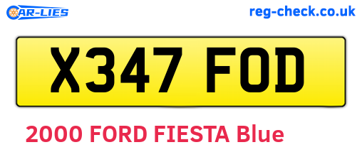 X347FOD are the vehicle registration plates.