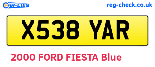 X538YAR are the vehicle registration plates.