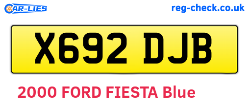 X692DJB are the vehicle registration plates.