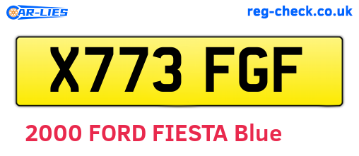 X773FGF are the vehicle registration plates.