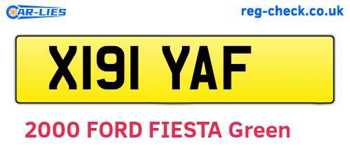 X191YAF are the vehicle registration plates.