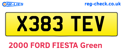 X383TEV are the vehicle registration plates.