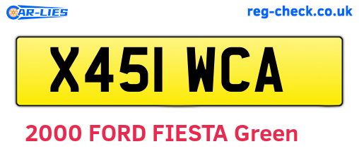 X451WCA are the vehicle registration plates.