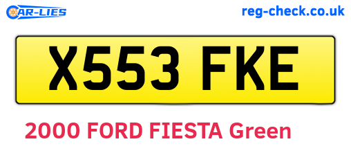 X553FKE are the vehicle registration plates.