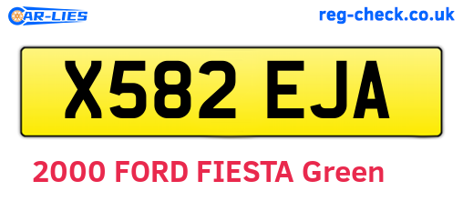 X582EJA are the vehicle registration plates.