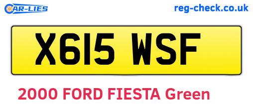 X615WSF are the vehicle registration plates.