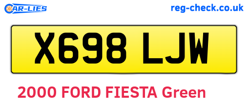 X698LJW are the vehicle registration plates.