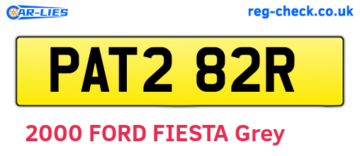 PAT282R are the vehicle registration plates.