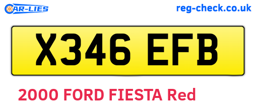 X346EFB are the vehicle registration plates.