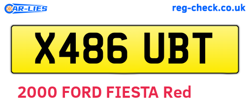 X486UBT are the vehicle registration plates.