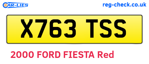 X763TSS are the vehicle registration plates.