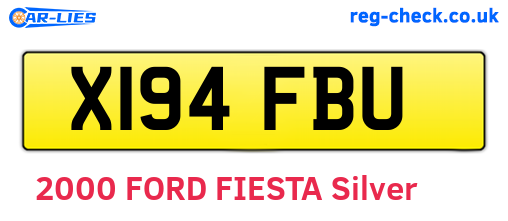 X194FBU are the vehicle registration plates.