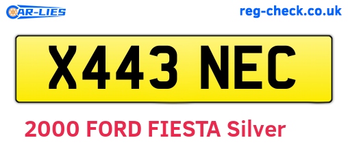 X443NEC are the vehicle registration plates.
