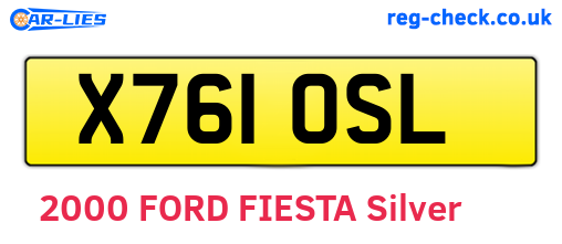 X761OSL are the vehicle registration plates.