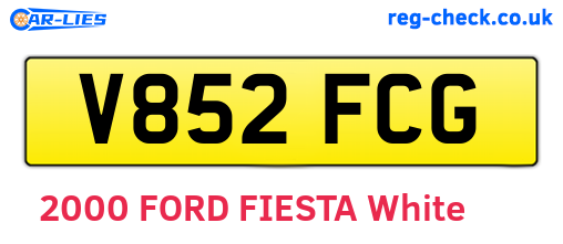 V852FCG are the vehicle registration plates.