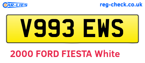 V993EWS are the vehicle registration plates.