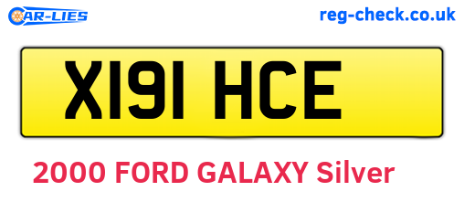 X191HCE are the vehicle registration plates.