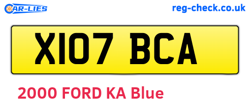 X107BCA are the vehicle registration plates.